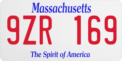 MA license plate 9ZR169