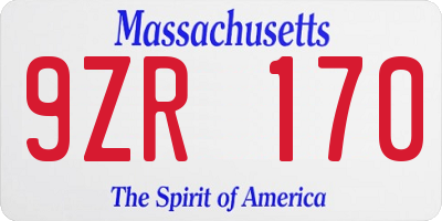 MA license plate 9ZR170