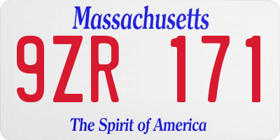 MA license plate 9ZR171