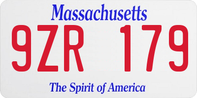 MA license plate 9ZR179