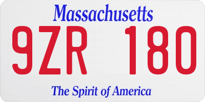 MA license plate 9ZR180
