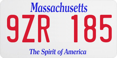 MA license plate 9ZR185