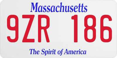 MA license plate 9ZR186