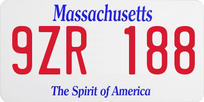 MA license plate 9ZR188