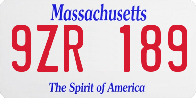 MA license plate 9ZR189