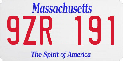 MA license plate 9ZR191