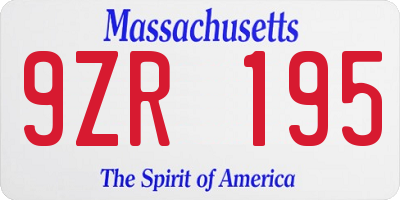 MA license plate 9ZR195