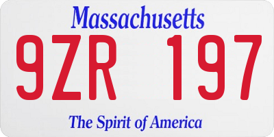 MA license plate 9ZR197