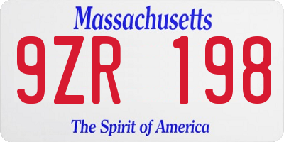 MA license plate 9ZR198