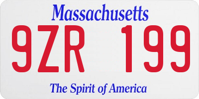 MA license plate 9ZR199