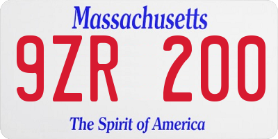 MA license plate 9ZR200