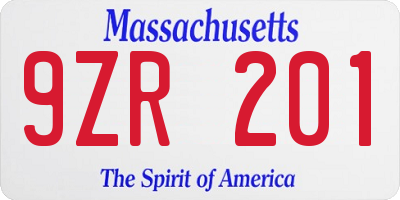 MA license plate 9ZR201