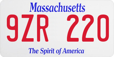 MA license plate 9ZR220