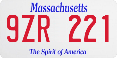 MA license plate 9ZR221