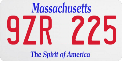 MA license plate 9ZR225