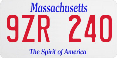 MA license plate 9ZR240
