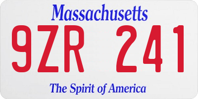 MA license plate 9ZR241