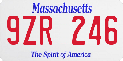 MA license plate 9ZR246