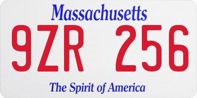 MA license plate 9ZR256