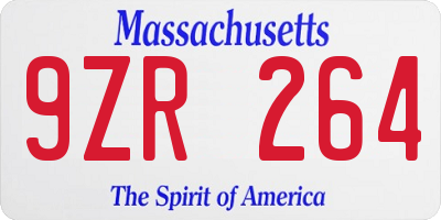 MA license plate 9ZR264