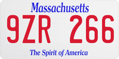 MA license plate 9ZR266