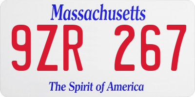 MA license plate 9ZR267