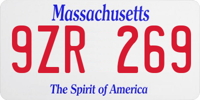 MA license plate 9ZR269