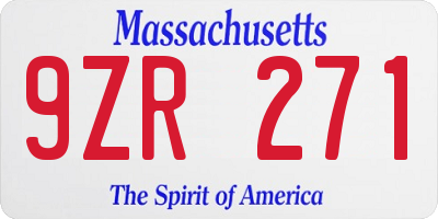 MA license plate 9ZR271