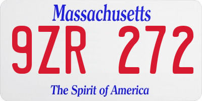 MA license plate 9ZR272