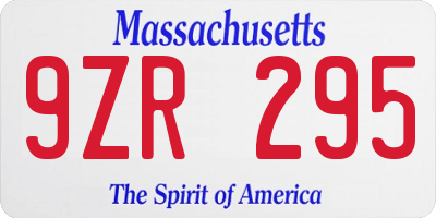 MA license plate 9ZR295