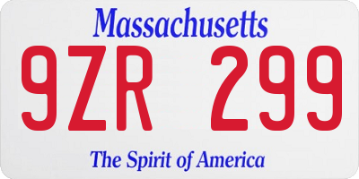 MA license plate 9ZR299