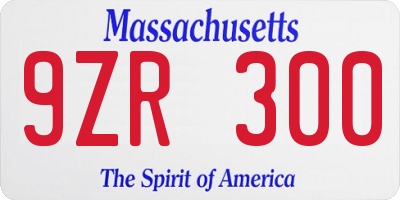 MA license plate 9ZR300