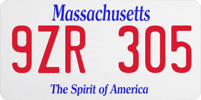 MA license plate 9ZR305