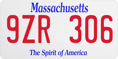 MA license plate 9ZR306