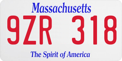 MA license plate 9ZR318