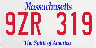 MA license plate 9ZR319