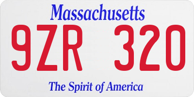 MA license plate 9ZR320