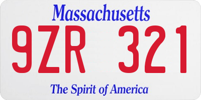 MA license plate 9ZR321
