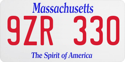 MA license plate 9ZR330