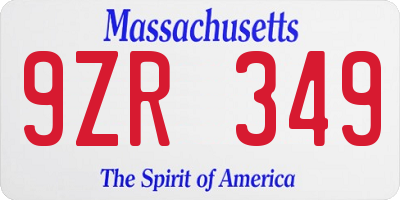 MA license plate 9ZR349