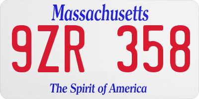 MA license plate 9ZR358