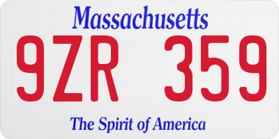 MA license plate 9ZR359