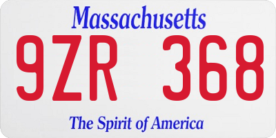 MA license plate 9ZR368