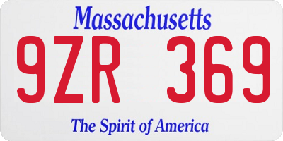 MA license plate 9ZR369