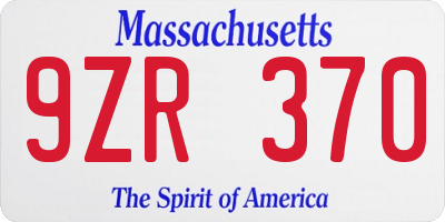 MA license plate 9ZR370