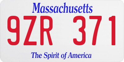 MA license plate 9ZR371