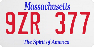 MA license plate 9ZR377