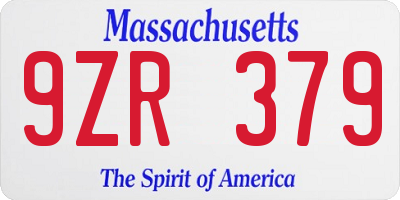 MA license plate 9ZR379