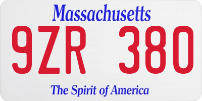 MA license plate 9ZR380