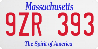 MA license plate 9ZR393